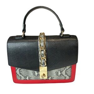 Aldo Black and Red Snake Print Purse with straps